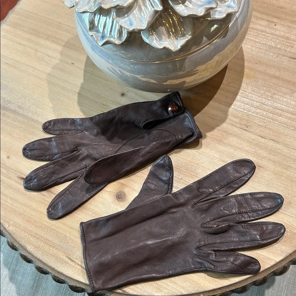 Non Signe Chocolate Brown Leather Knuckle Hole Glooves
